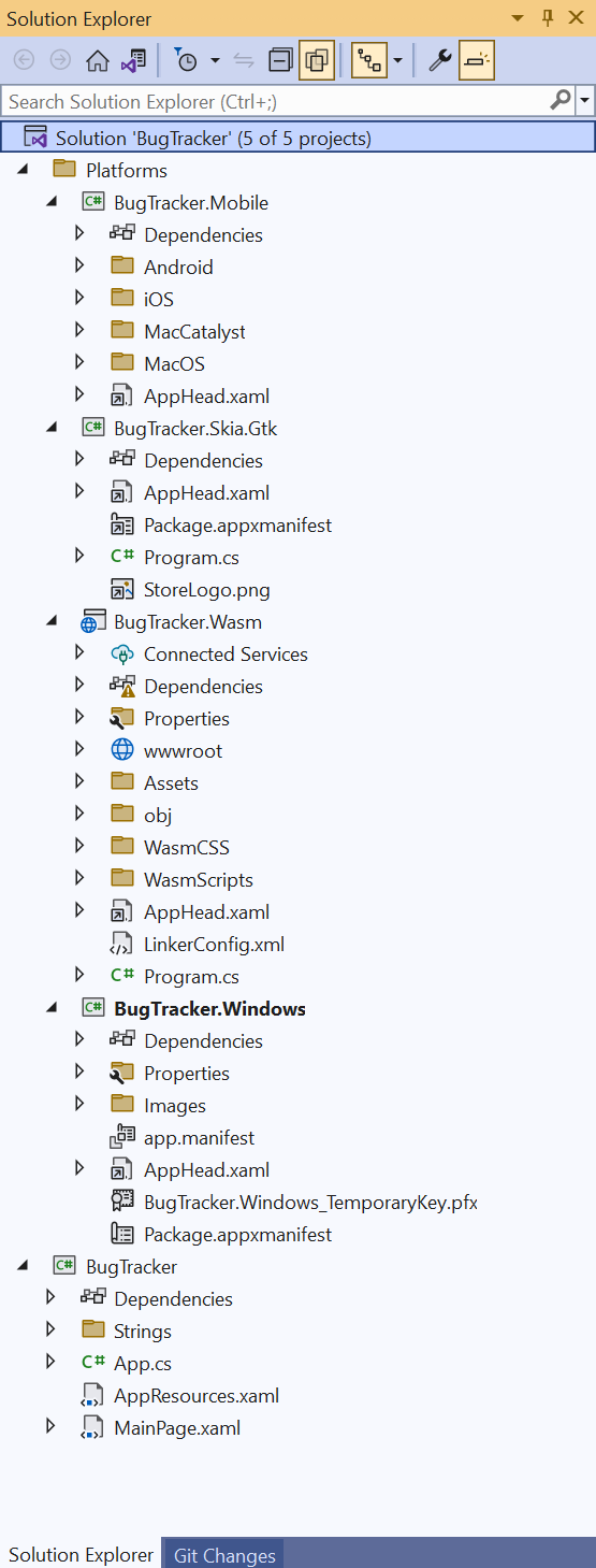 Uno Platform solution structure