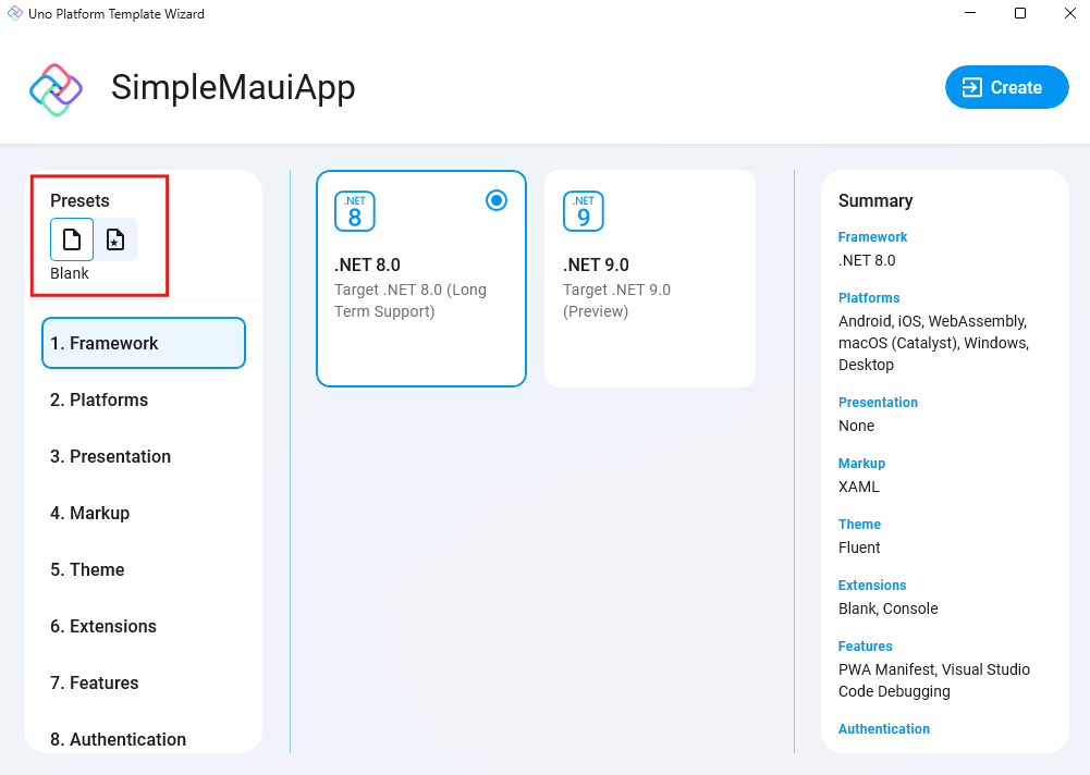 Select startup type