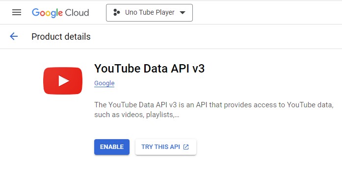 Google Console Enable API button