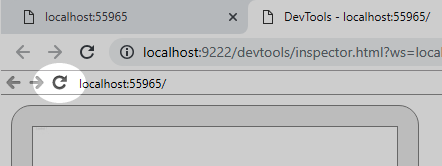 Debugger - The smaller refresh button location in the preview section of the Chrome DevTools