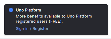 Uno Platform Sign in / Register notification