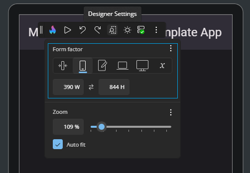 Designer Settings - Form Factor