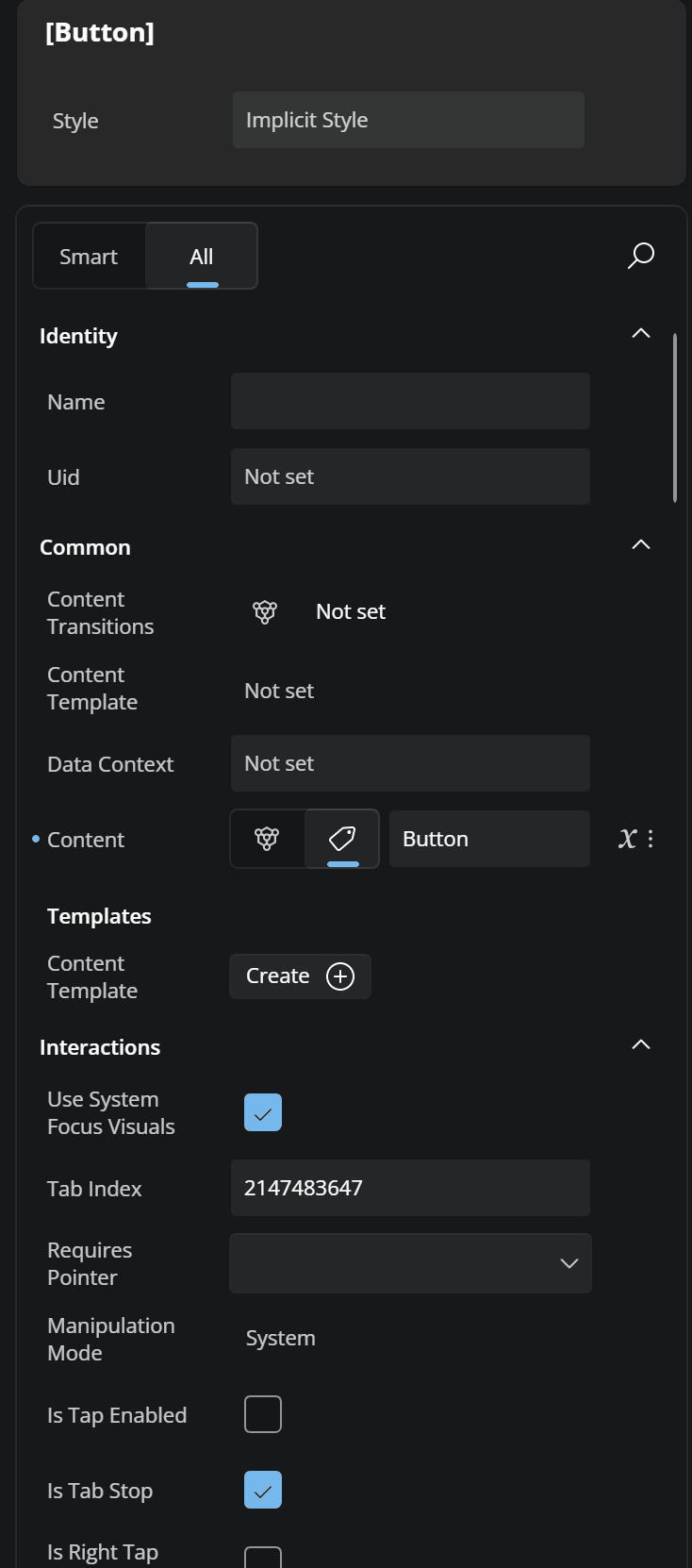 GIF showing how to expand and collapse sections on the Properties panel