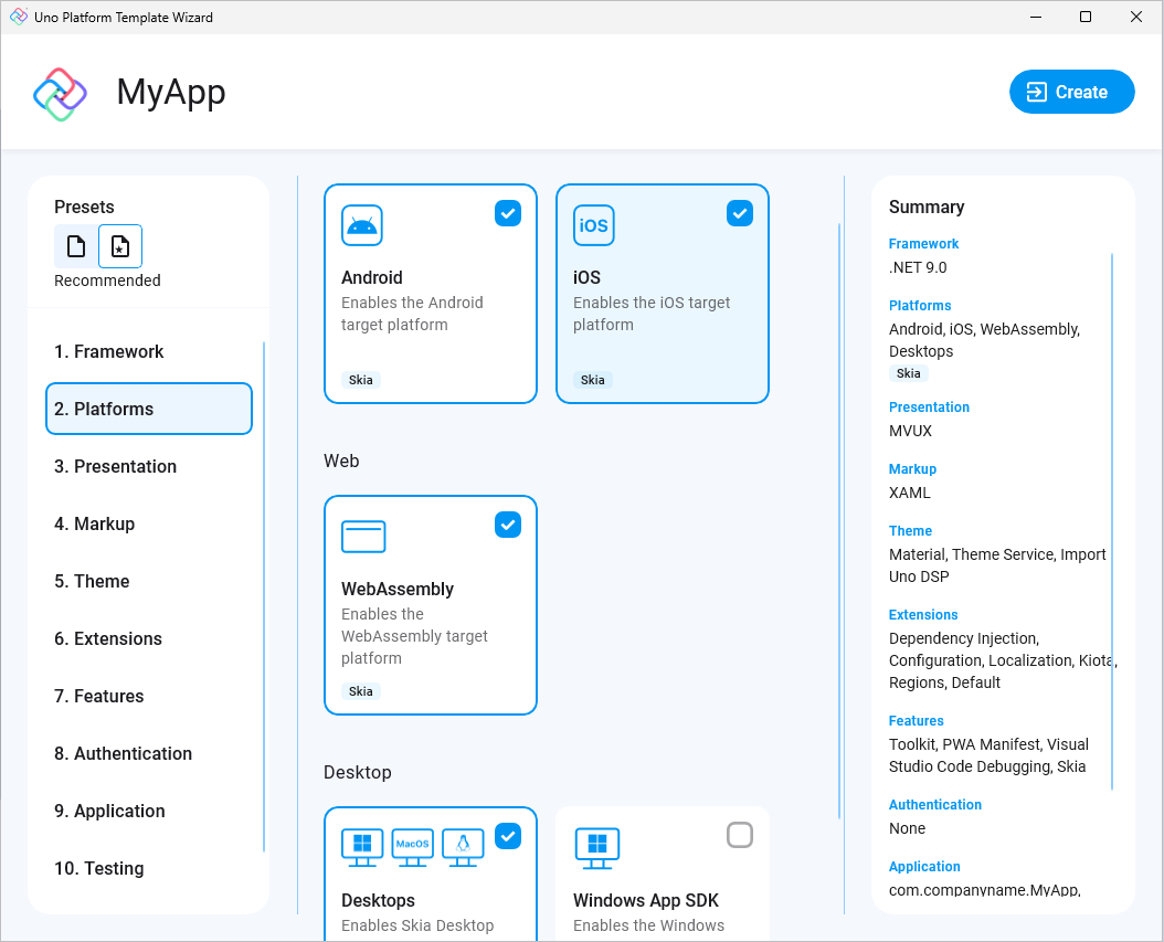 Visual Studio - Configure your new project