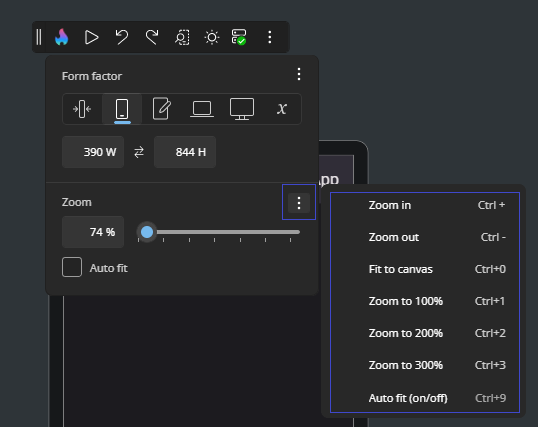 Designer Settings - Zoom Shortcuts