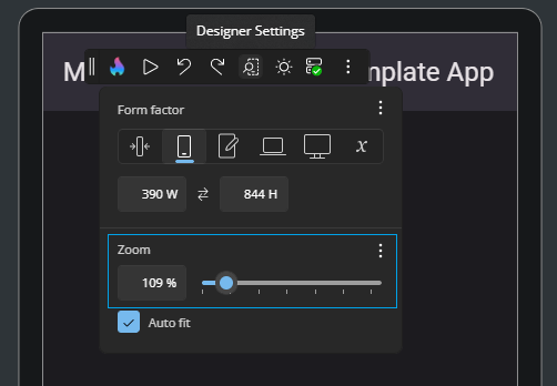 Designer Settings - Zoom