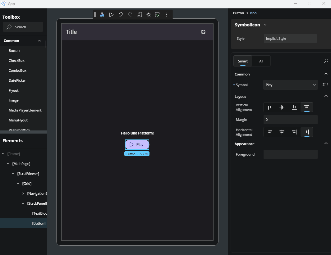 GIF showing how to leave the Complex Type editor on the Properties panel