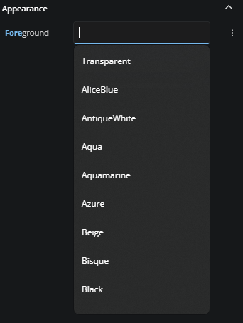 Properties TextField suggestions