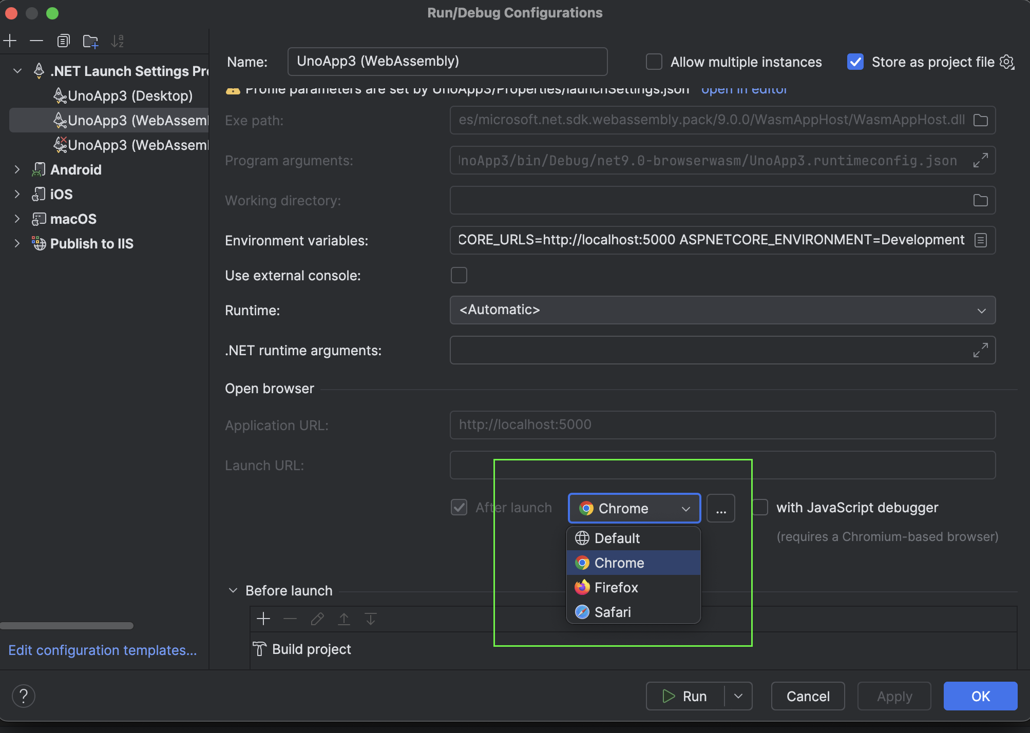 Updating Rider WebAssembly Browser Configuration