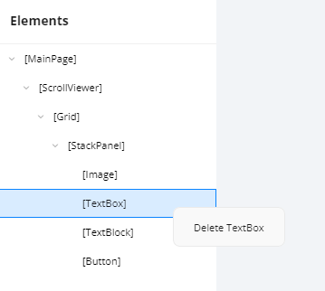 Delete an element from the Elements panel