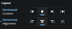 Properties Horizontal Alignment Editors