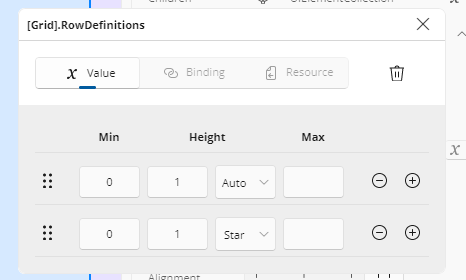 Grid ColumnDefinition Editor
