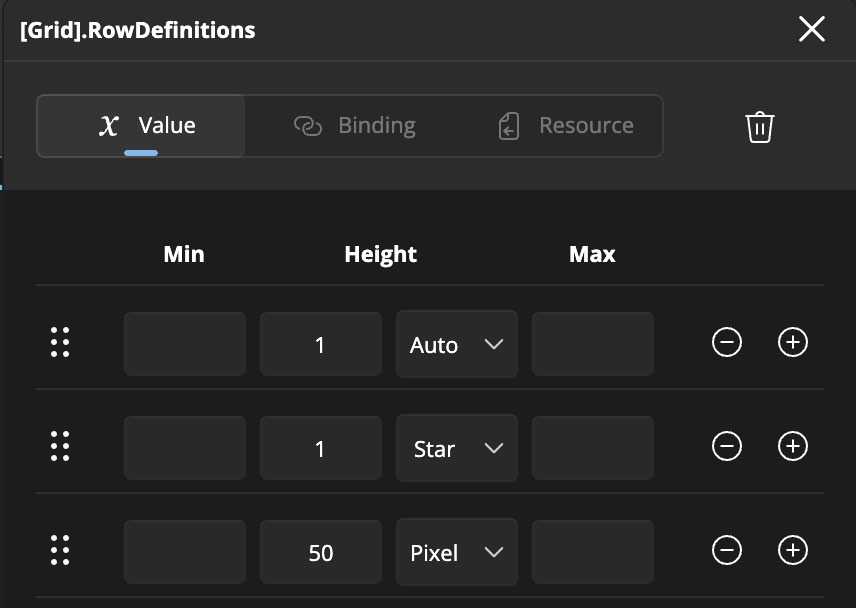 Grid ColumnDefinition Editor