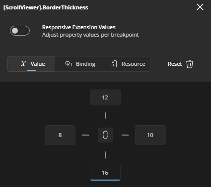 Properties Thickness Editor