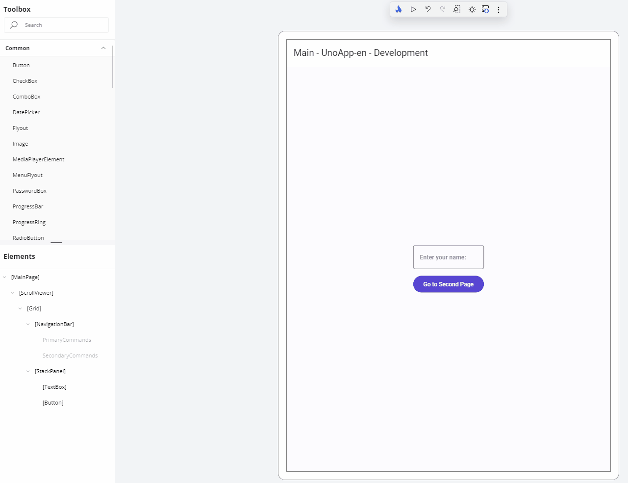 Dragging item from Toolbox into the Elements panel