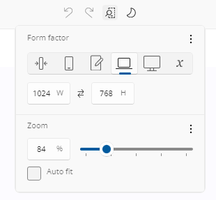 Form factor and zoom level flyout