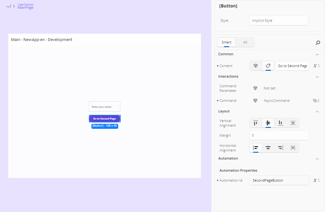 GIF showing how to set values on a text field on the Properties panel