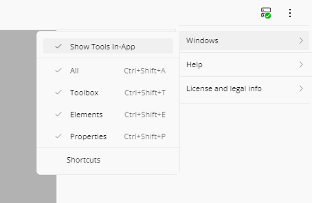 External Window Menu Option