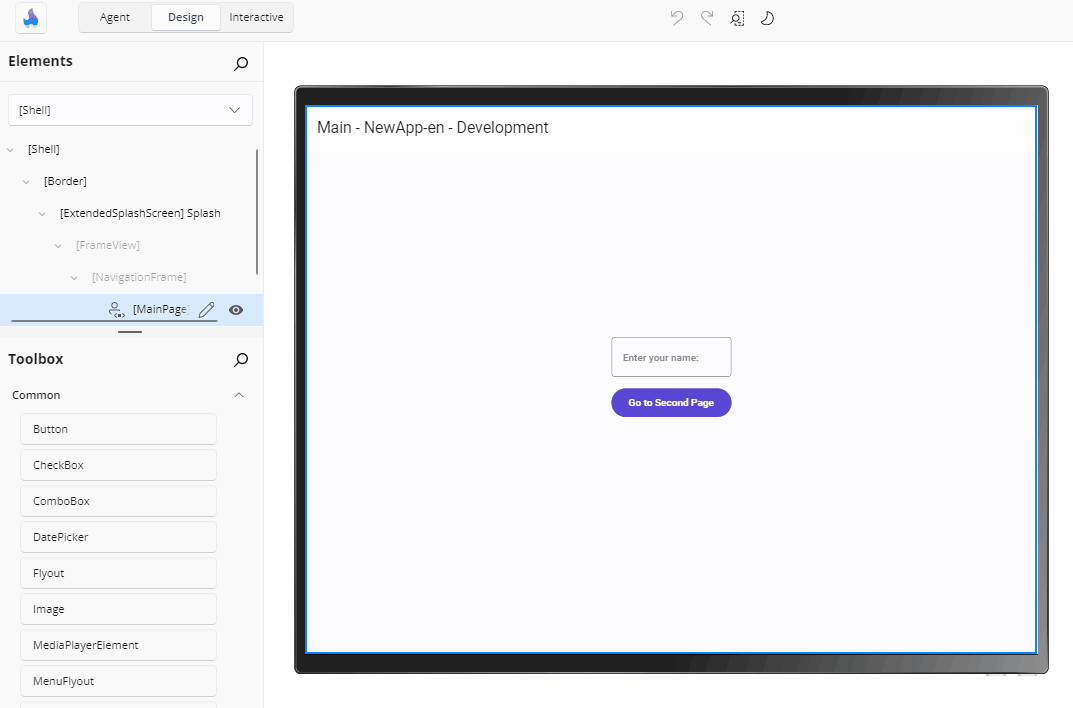 How to drag and drop an element from the Toolbox panel to the Canvas.