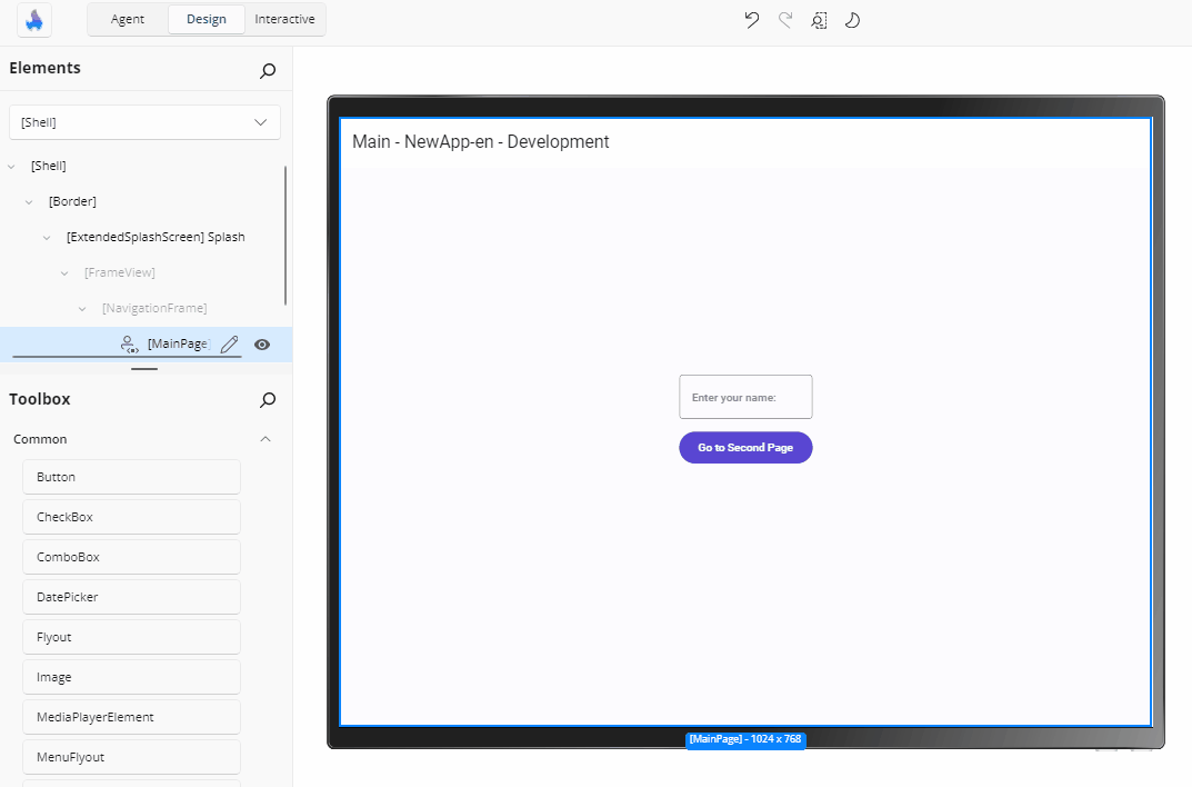 How to drag and drop a control from the Toolbox panel into the Elements panel.