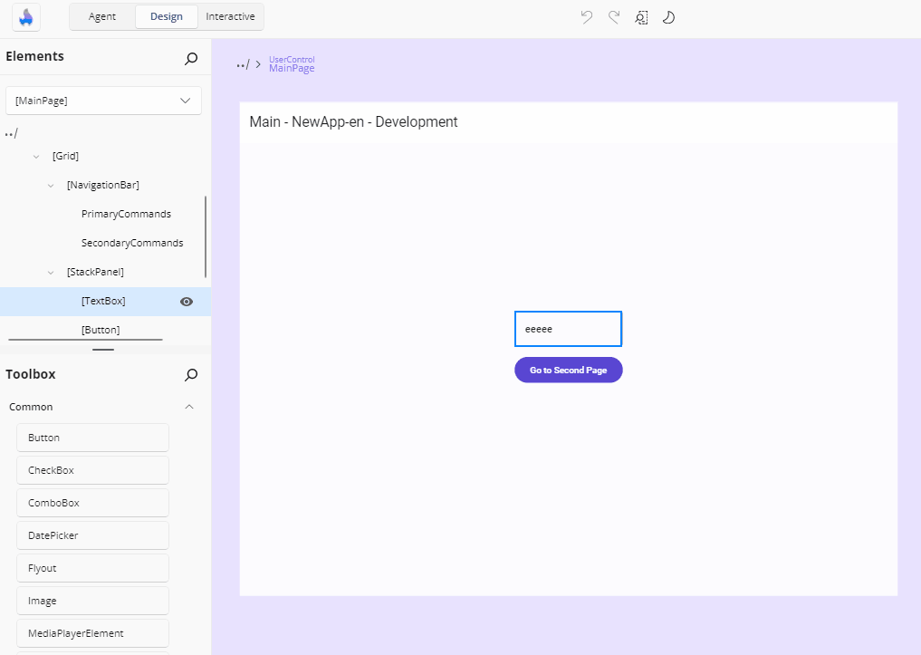 Dragging item from Toolbox into the Elements panel and Canvas
