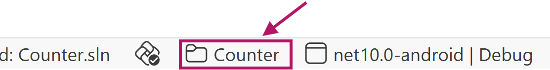 Counter.csproj selection in Visual Studio Code