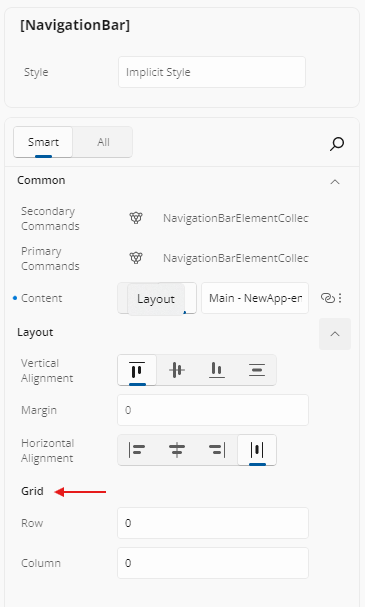 Attached properties in the Properties panel